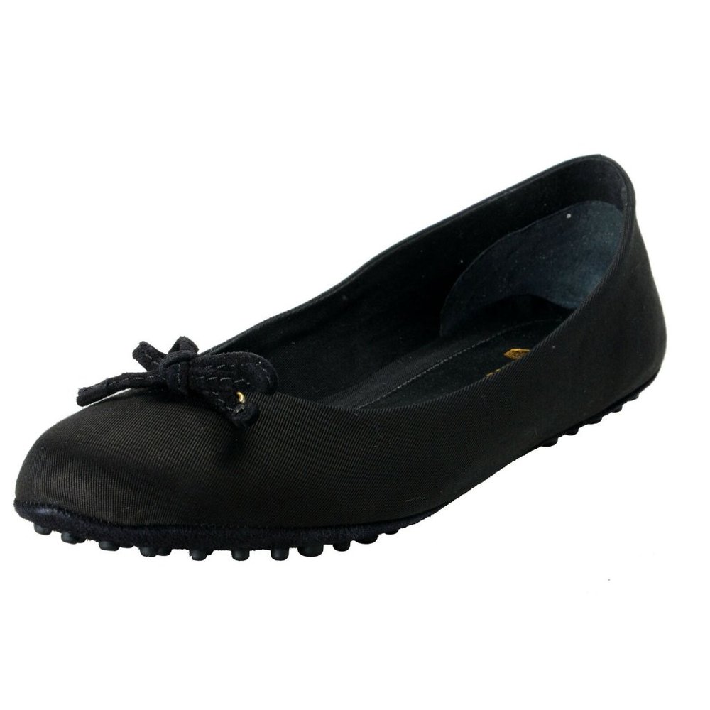 Car Shoe by Prada Womens Black Canvas Ballet Flats